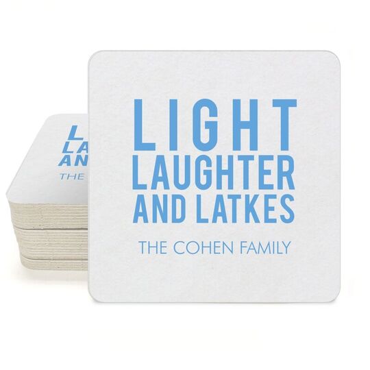 Light Laughter And Latkes Square Coasters